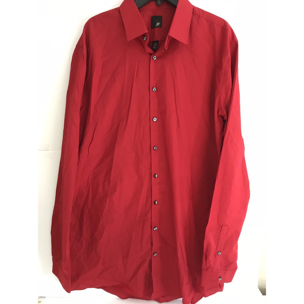 J Ferrar mens 17 1/2 red dress‎ button front long sleeve shirt